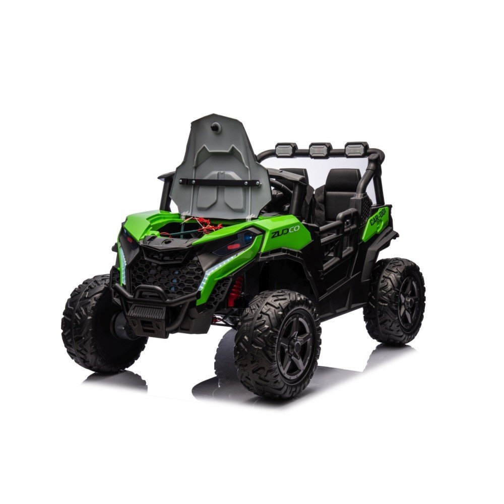 JOKO Elektrické autíčko Buggy OBSERVER 4x200W, penové kolesá, Dvojmiestne kožené sedadlo, nosnosť 60kg, zelené