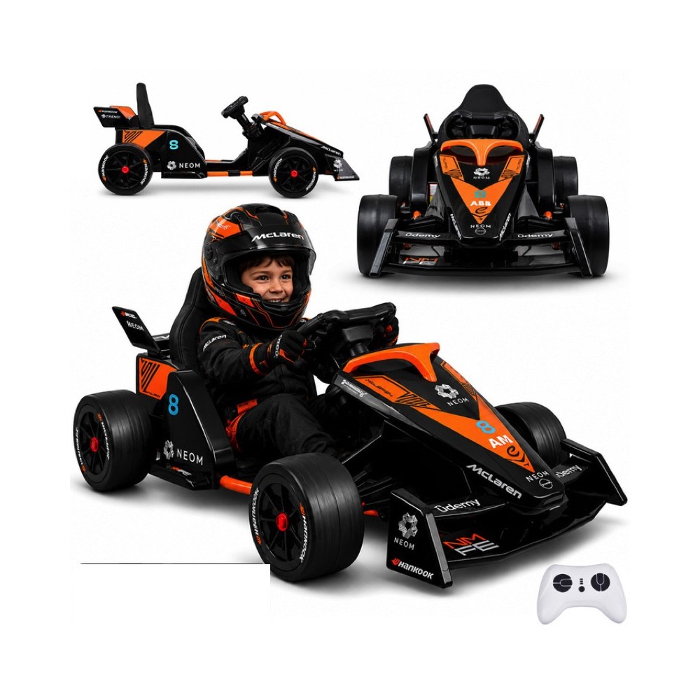 JOKO Elektrické autíčko Formula E McLaren NEOM, penové kolesá, kožené sedadlo, čierna