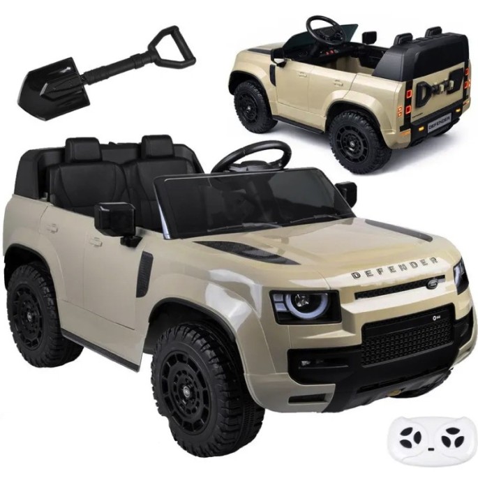 JOKO Elektrické autíčko Land Rover Defender 4x4 24V, Dvojmiestne, nosnosť 50kg, FM rádio, béžové