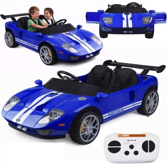 JOKO Elektrické autíčko Ford GT 4x4 24V, Dvojmiestne kožené sedadlo, penové kolesá, Nosnosť 60kg, modré