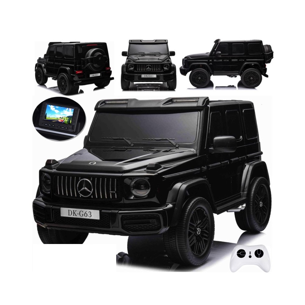 JOKO Elektrické Autíčko Mercedes G 63 AMG Class 4x4 s LCD Displejom, DVOJMIESTNE kožené sedadlo, Nosnosť 80kg, FM rádio, čierne