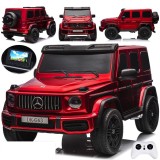 JOKO Elektrické Autíčko Mercedes G 63 AMG Class 4x4 s LCD Displejom, DVOJMIESTNE kožené sedadlo, Nosnosť 80kg, FM rádio, červené