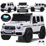 JOKO Elektrické Autíčko Mercedes G 63 AMG Class 4x4 s LCD Displejom, DVOJMIESTNE kožené sedadlo, Nosnosť 80kg, FM rádio, biele