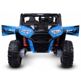 JOKO Elektrické autíčko Buggy s vyklápacou vlečkou 4x24V, penové kolesá, Dvojmiestne kožené sedadlo, modré