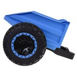JOKO Elektrické autíčko Buggy s vyklápacou vlečkou 4x24V, penové kolesá, Dvojmiestne kožené sedadlo, modré