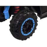 JOKO Elektrické autíčko Buggy s vyklápacou vlečkou 4x24V, penové kolesá, Dvojmiestne kožené sedadlo, modré