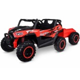 JOKO Elektrické autíčko Buggy s vyklápacou vlečkou 4x24V, penové kolesá, Dvojmiestne kožené sedadlo, červené