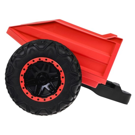 JOKO Elektrické autíčko Buggy s vyklápacou vlečkou 4x24V, penové kolesá, Dvojmiestne kožené sedadlo, červené