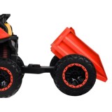 JOKO Elektrické autíčko Buggy s vyklápacou vlečkou 4x24V, penové kolesá, Dvojmiestne kožené sedadlo, červené