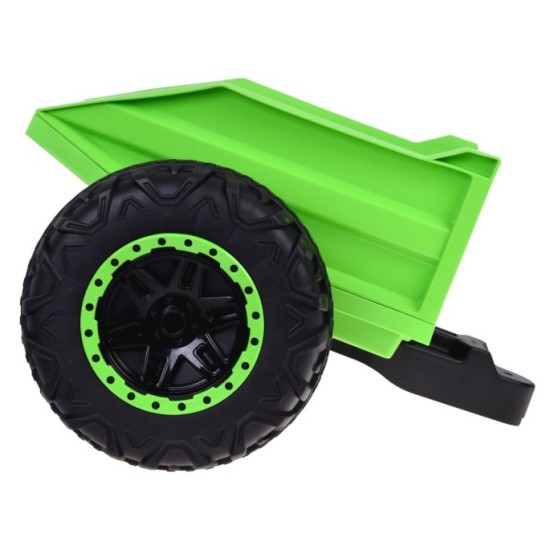 JOKO Elektrické autíčko Buggy s vyklápacou vlečkou 4x24V, penové kolesá,Dvojmiestne kožené sedadlo, zelené