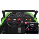 JOKO Elektrické autíčko Buggy s vyklápacou vlečkou 4x24V, penové kolesá,Dvojmiestne kožené sedadlo, zelené