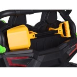 JOKO Elektrické autíčko Buggy s vyklápacou vlečkou 4x24V, penové kolesá,Dvojmiestne kožené sedadlo, zelené