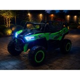 JOKO Elektrické autíčko Buggy s vyklápacou vlečkou 4x24V, penové kolesá,Dvojmiestne kožené sedadlo, zelené
