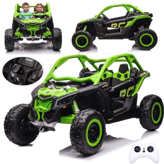 JOKO Elektrické autíčko BUGGY Can-am Maverick 4x4, motor 4x200W, batéria 24V, Dvojmiestne,penové kolesá, nosnosť 50kg,  zelené