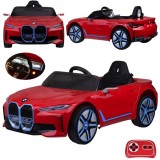 JOKO Elektrické autíčko BMW i4, penové kolesá, kožené sedadlo, červené