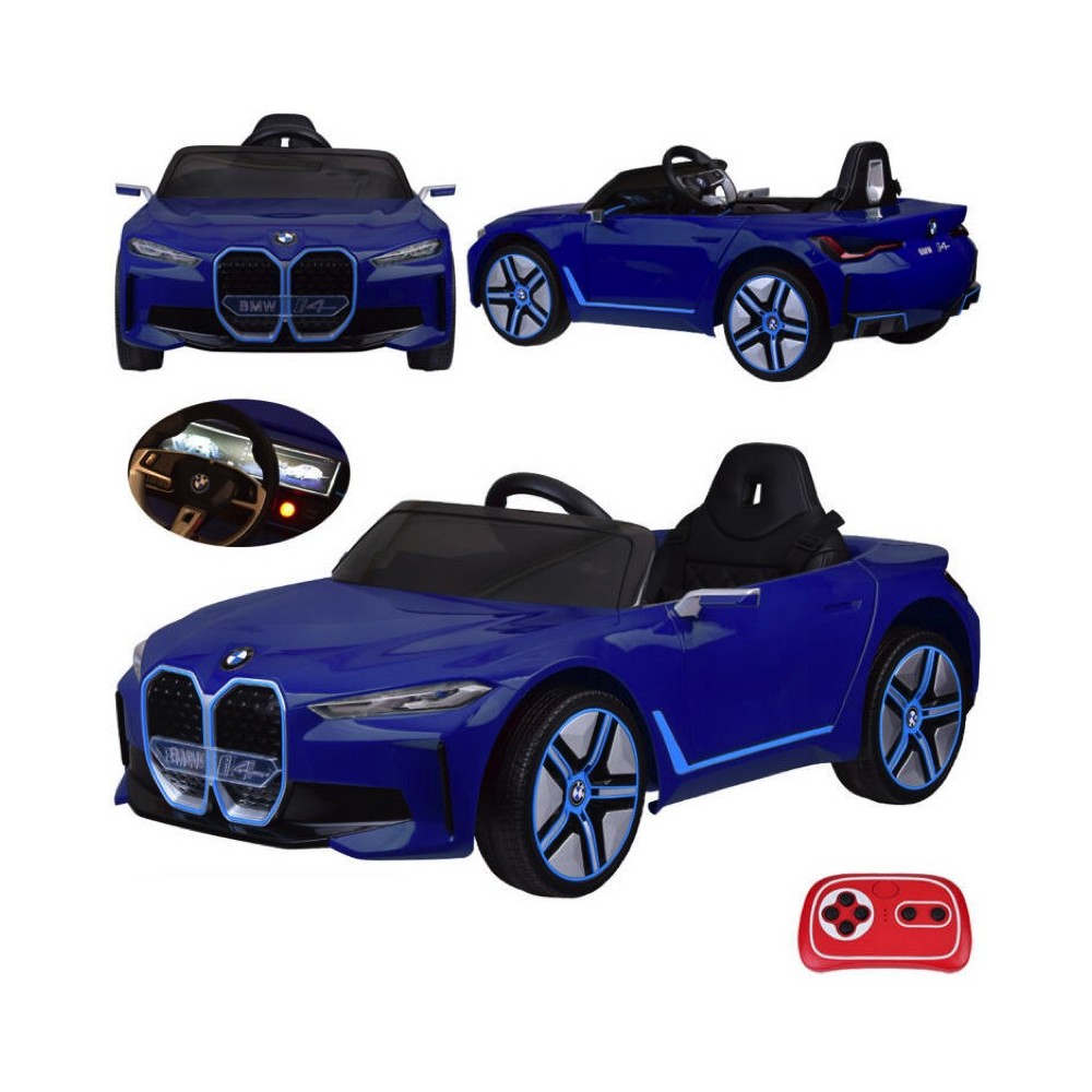 JOKO Elektrické autíčko BMW i4, penové kolesá, kožené sedadlo, modré