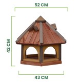 MKSTOR Drevené kŕmitko pre vtáky 52cmx43x42cm, vtáčia búdka, sivá