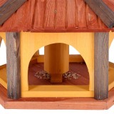 MKSTOR Drevené kŕmitko pre vtáky 50x35x46cm, vtáčia búdka so zásobníkom jedla, červená