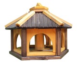 MKSTOR Drevené kŕmitko pre vtáky 50x35x46cm, vtáčia búdka so zásobníkom jedla, sivá