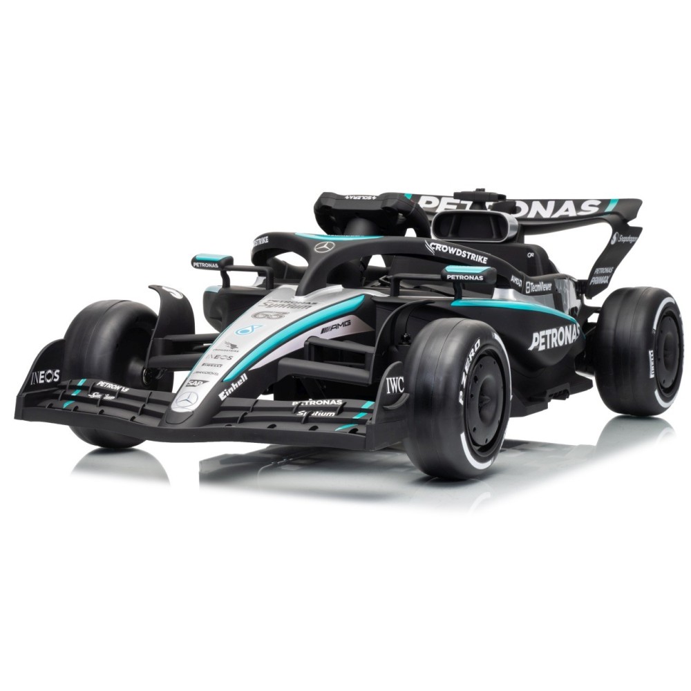 JOKO Elektrické autíčko Formula AMG PETRONAS F1 Mercedes-Benz, kožené sedadlo, penové kolesá, čierne