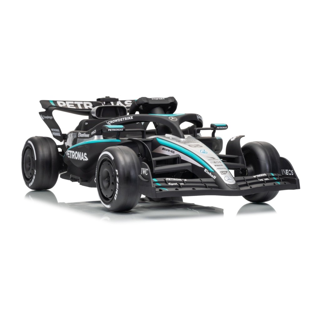 JOKO Elektrické autíčko Formula AMG PETRONAS F1 Mercedes-Benz, kožené sedadlo, penové kolesá, čierne