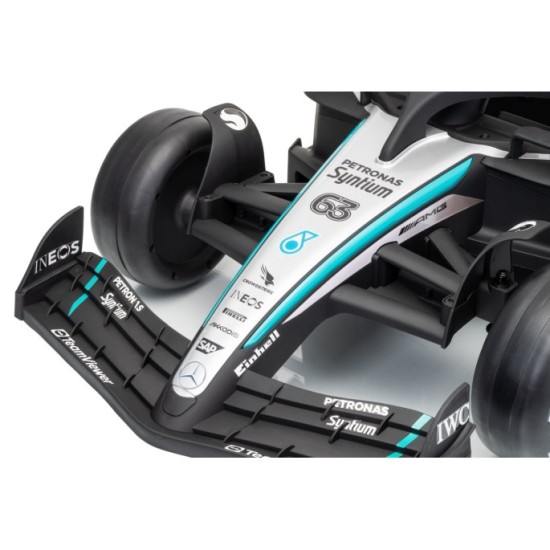 JOKO Elektrické autíčko Formula AMG PETRONAS F1 Mercedes-Benz, kožené sedadlo, penové kolesá, čierne
