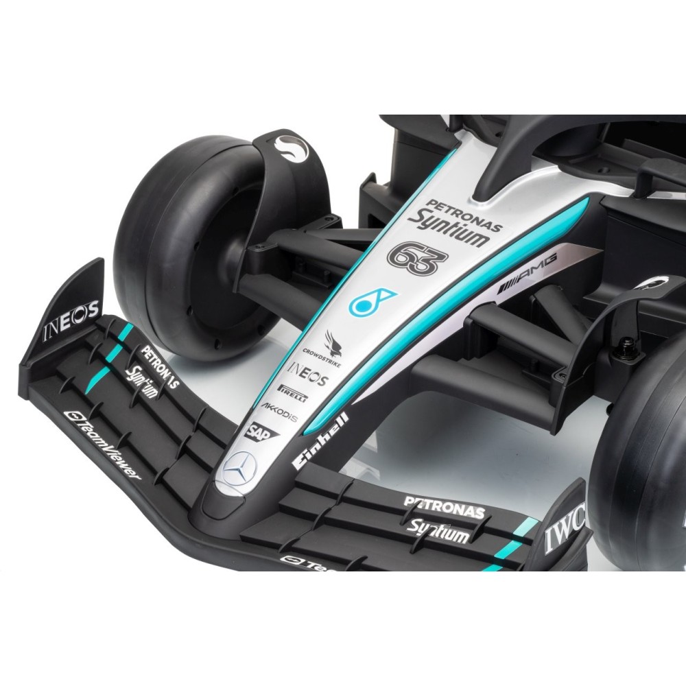 JOKO Elektrické autíčko Formula AMG PETRONAS F1 Mercedes-Benz, kožené sedadlo, penové kolesá, čierne
