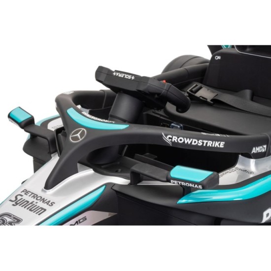 JOKO Elektrické autíčko Formula AMG PETRONAS F1 Mercedes-Benz, kožené sedadlo, penové kolesá, čierne