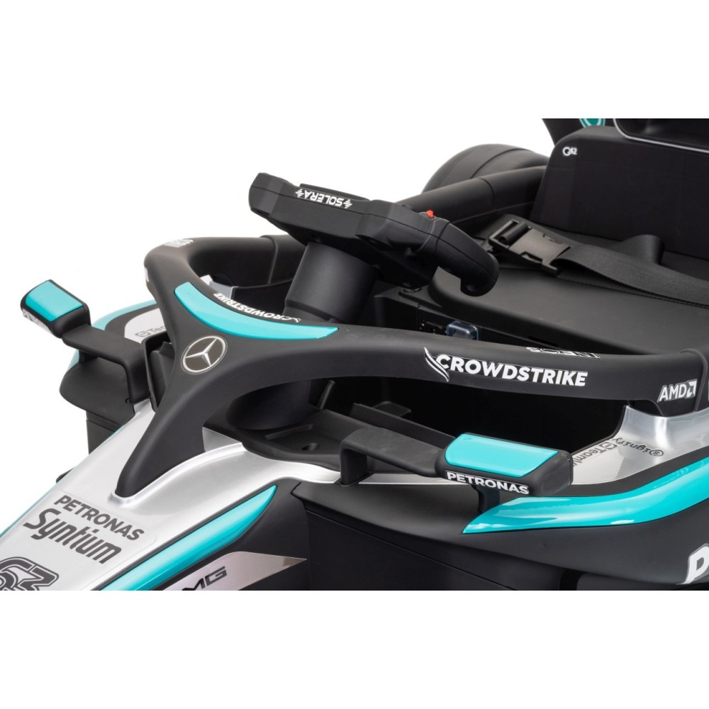 JOKO Elektrické autíčko Formula AMG PETRONAS F1 Mercedes-Benz, kožené sedadlo, penové kolesá, čierne
