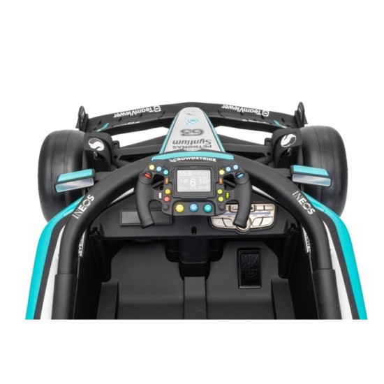 JOKO Elektrické autíčko Formula AMG PETRONAS F1 Mercedes-Benz, kožené sedadlo, penové kolesá, čierne