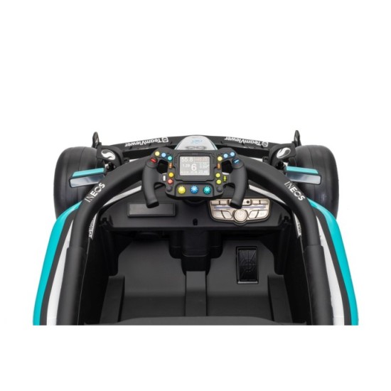 JOKO Elektrické autíčko Formula AMG PETRONAS F1 Mercedes-Benz, kožené sedadlo, penové kolesá, čierne