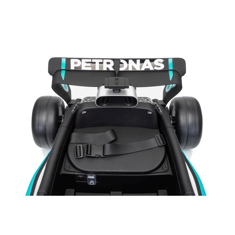 JOKO Elektrické autíčko Formula AMG PETRONAS F1 Mercedes-Benz, kožené sedadlo, penové kolesá, čierne
