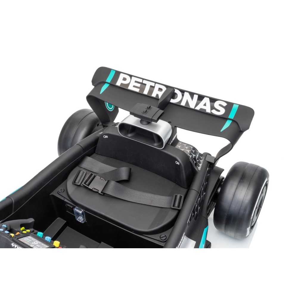 JOKO Elektrické autíčko Formula AMG PETRONAS F1 Mercedes-Benz, kožené sedadlo, penové kolesá, čierne