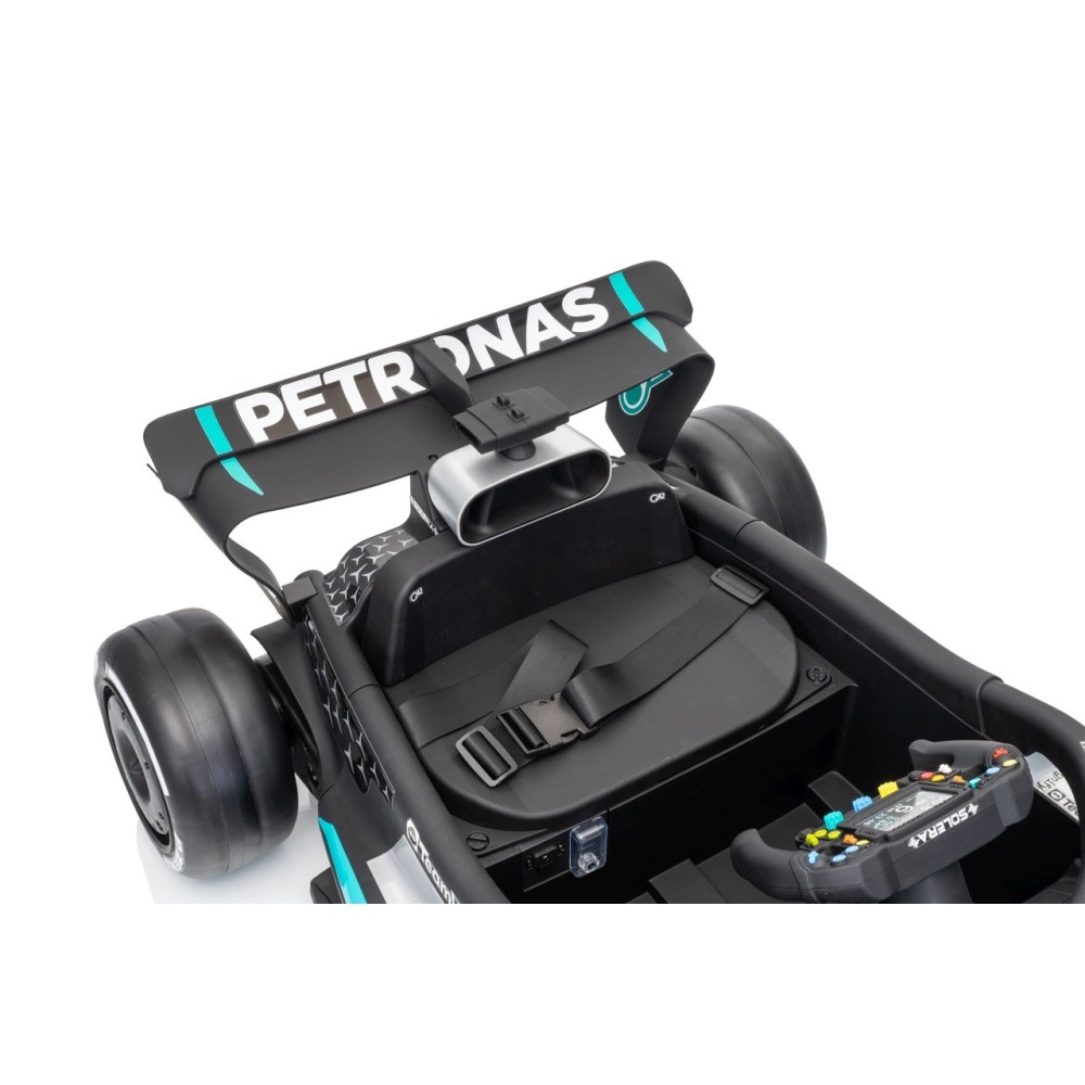JOKO Elektrické autíčko Formula AMG PETRONAS F1 Mercedes-Benz, kožené sedadlo, penové kolesá, čierne