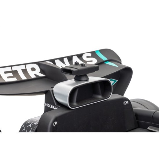 JOKO Elektrické autíčko Formula AMG PETRONAS F1 Mercedes-Benz, kožené sedadlo, penové kolesá, čierne