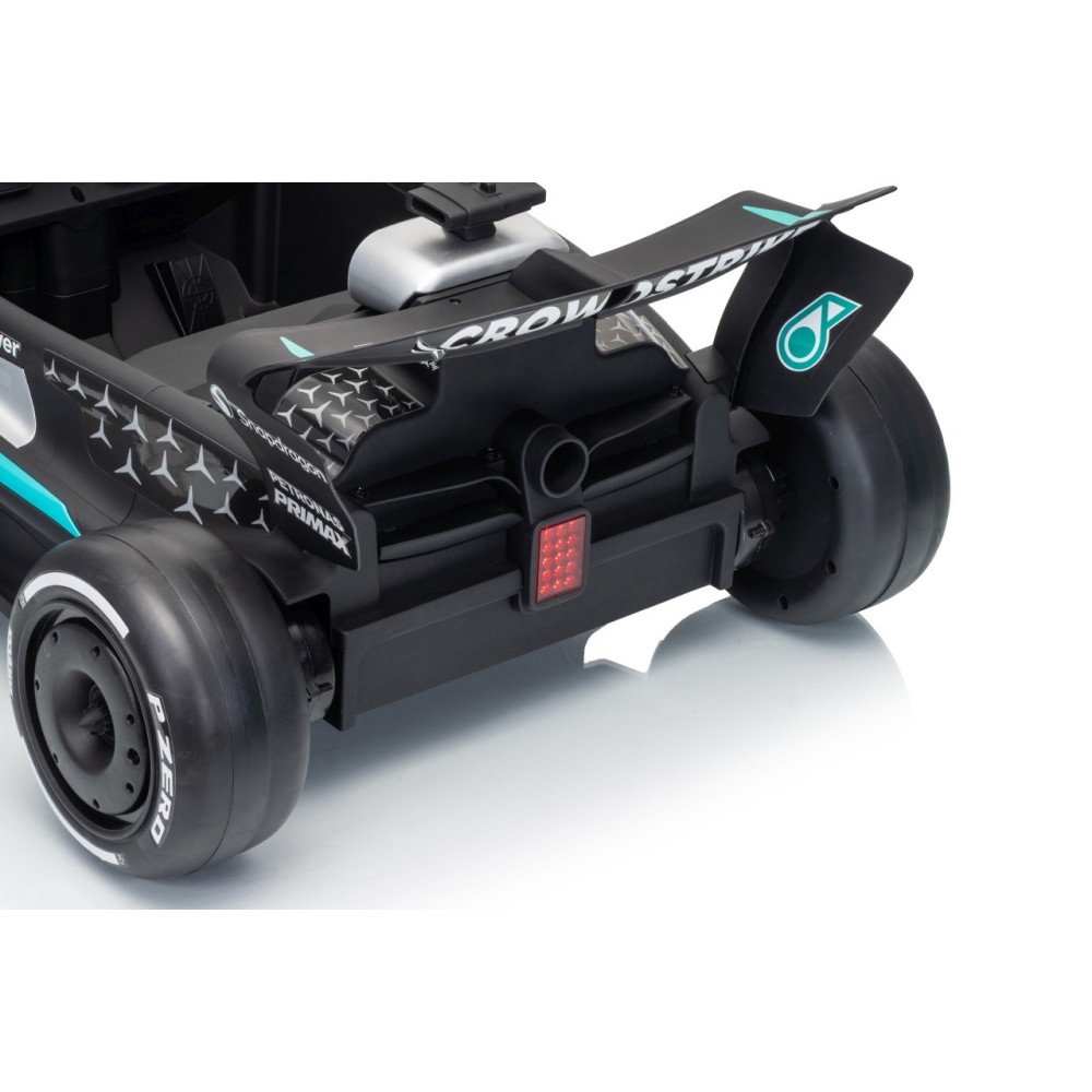 JOKO Elektrické autíčko Formula AMG PETRONAS F1 Mercedes-Benz, kožené sedadlo, penové kolesá, čierne