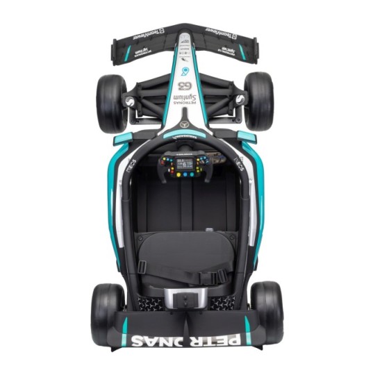 JOKO Elektrické autíčko Formula AMG PETRONAS F1 Mercedes-Benz, kožené sedadlo, penové kolesá, čierne