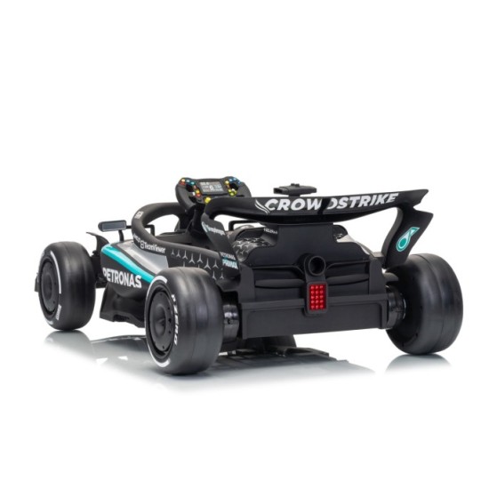 JOKO Elektrické autíčko Formula AMG PETRONAS F1 Mercedes-Benz, kožené sedadlo, penové kolesá, čierne
