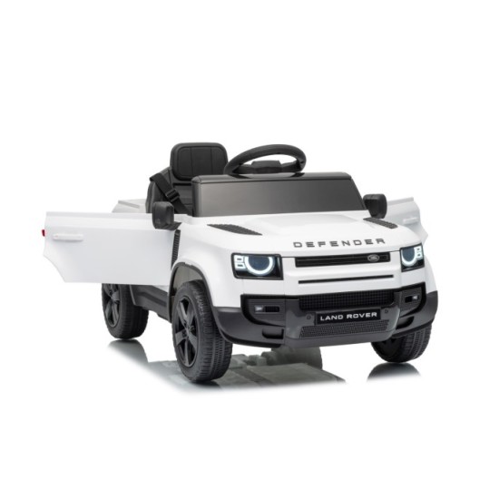 JOKO Elektrické autíčko Land Rover Defender 4x4, penové kolesá, kožené sedadlo, biele