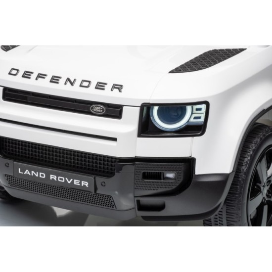 JOKO Elektrické autíčko Land Rover Defender 4x4, penové kolesá, kožené sedadlo, biele