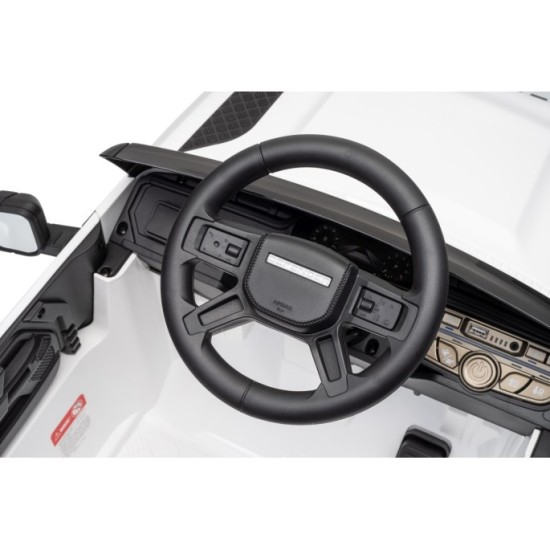 JOKO Elektrické autíčko Land Rover Defender 4x4, penové kolesá, kožené sedadlo, biele