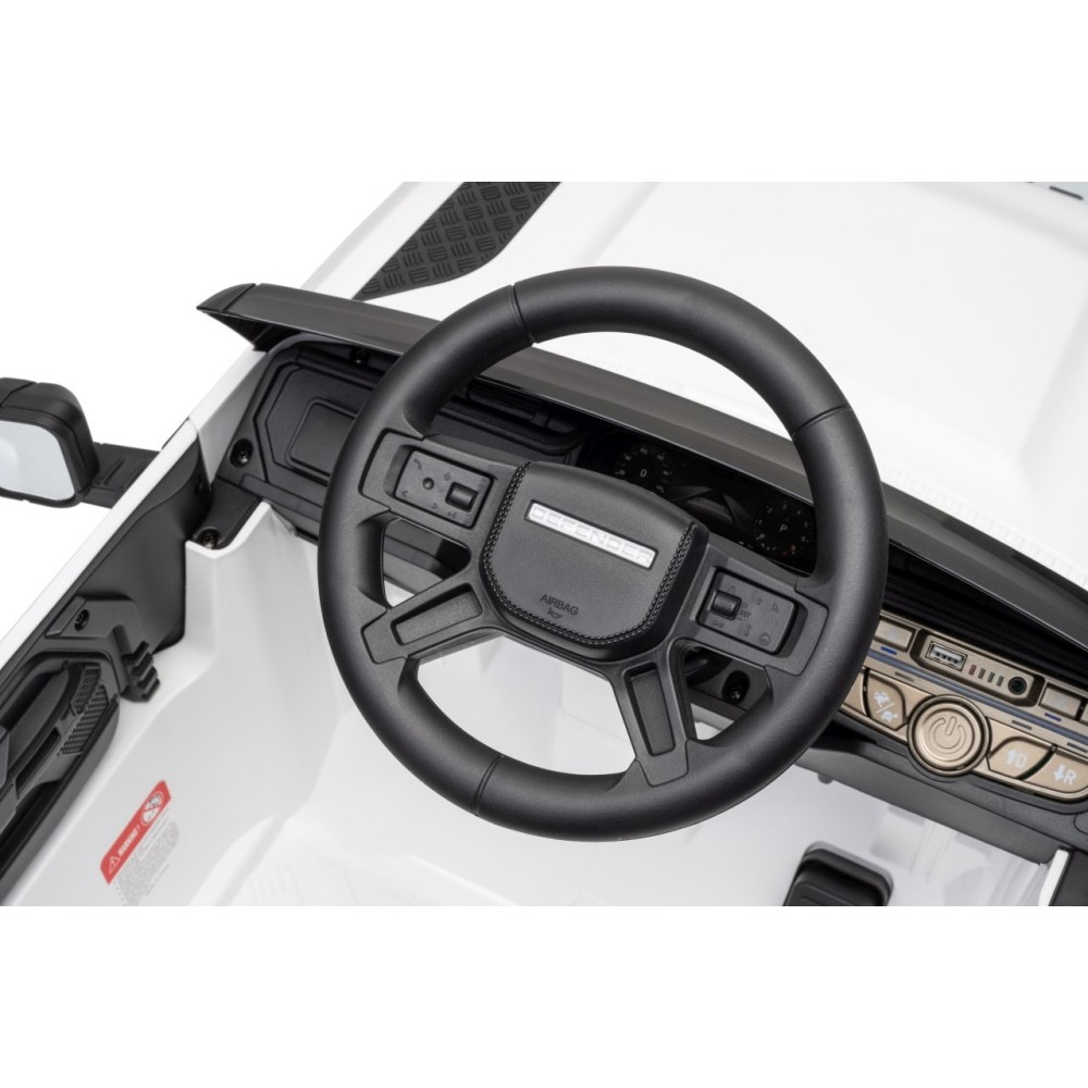 JOKO Elektrické autíčko Land Rover Defender 4x4, penové kolesá, kožené sedadlo, biele