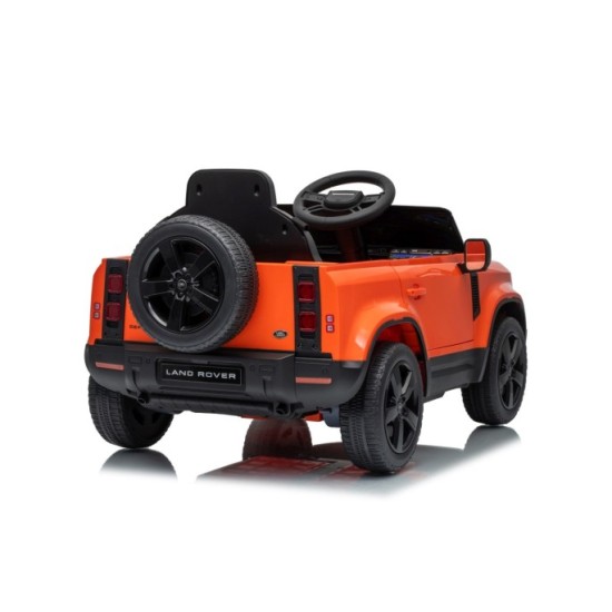 JOKO Elektrické autíčko Land Rover Defender 4x4, penové kolesá, kožené sedadlo, oranžové