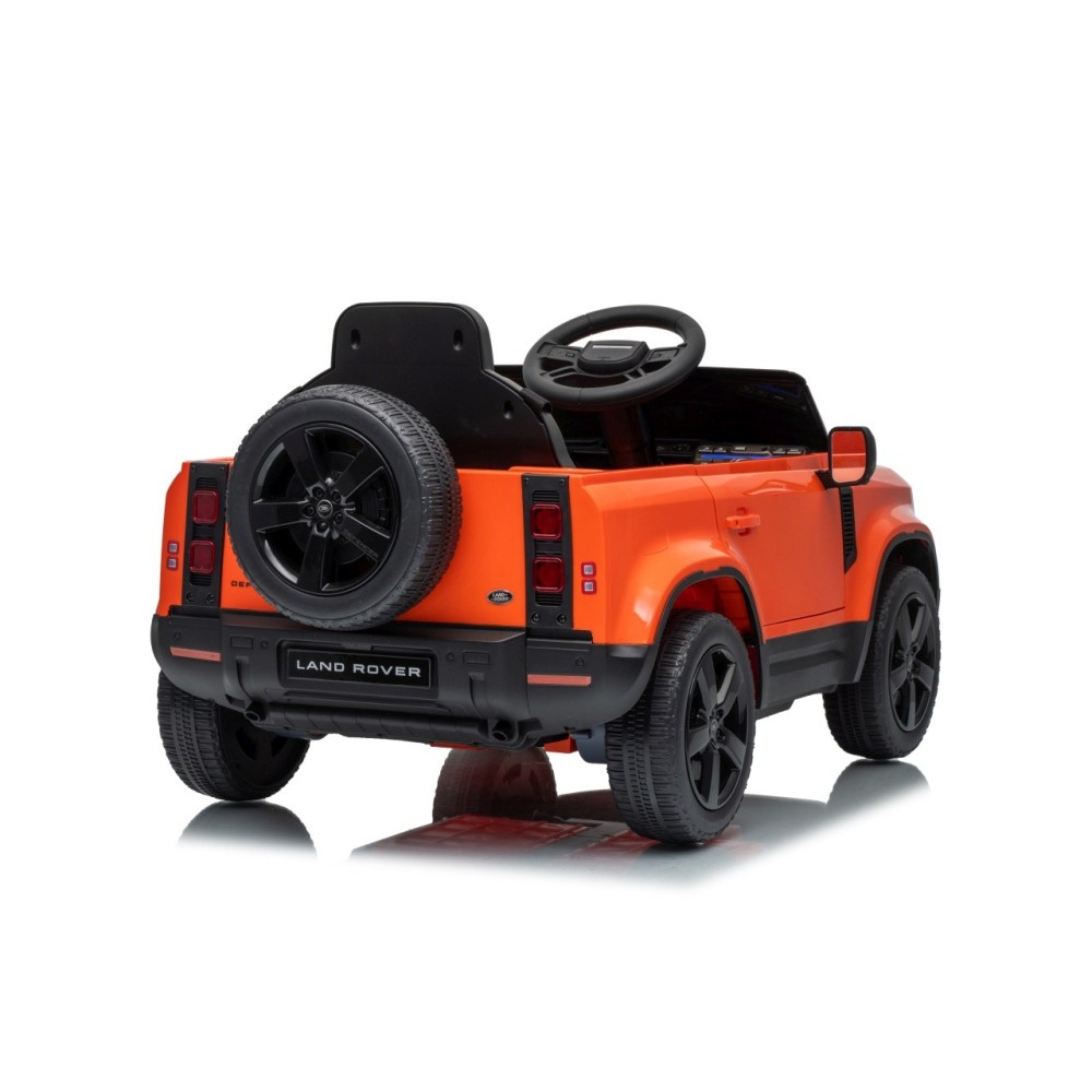 JOKO Elektrické autíčko Land Rover Defender 4x4, penové kolesá, kožené sedadlo, oranžové