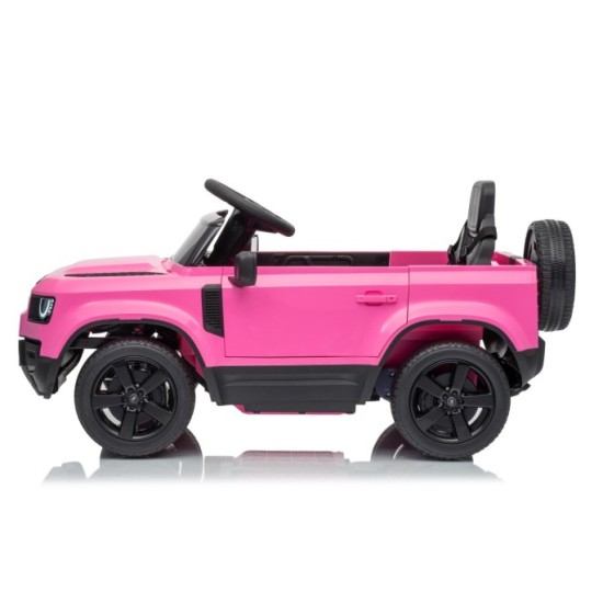 JOKO Elektrické autíčko Land Rover Defender 4x4, penové kolesá, kožené sedadlo, ružové