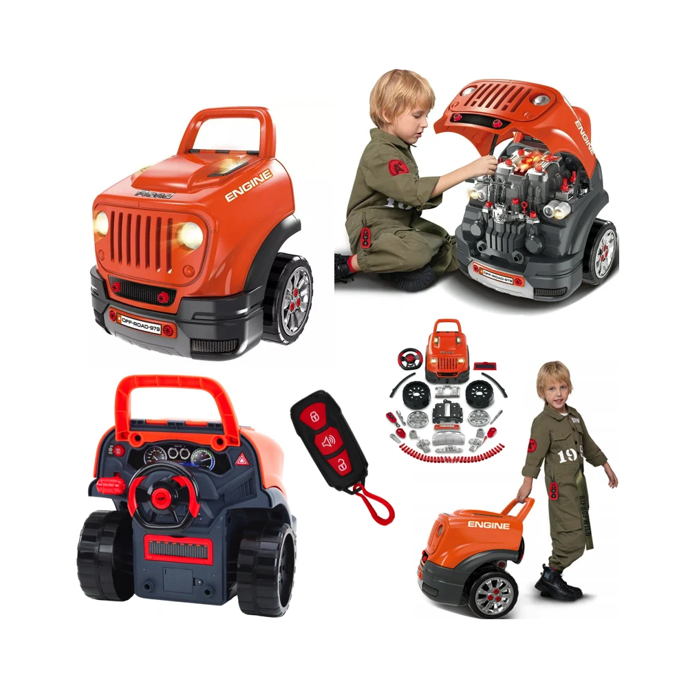 JOKO MOTOR Master Autodielňa Sada Malého Automechanika Auto Jeep Off-Road s volantom, so svetlom a zvukom, auto na učenie opravo