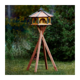 MKSTOR Drevené kŕmitko pre vtáky 60x50x40cm, vtáčia búdka so zásobníkom jedla, hnedá