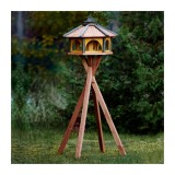 MKSTOR Drevené kŕmitko pre vtáky 60x50x40cm, vtáčia búdka so zásobníkom jedla, modrá