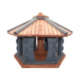 MKSTOR Drevené kŕmitko pre vtáky 72cmx55x50cm, vtáčia búdka so zásobníkom jedla, TIK-Antracit