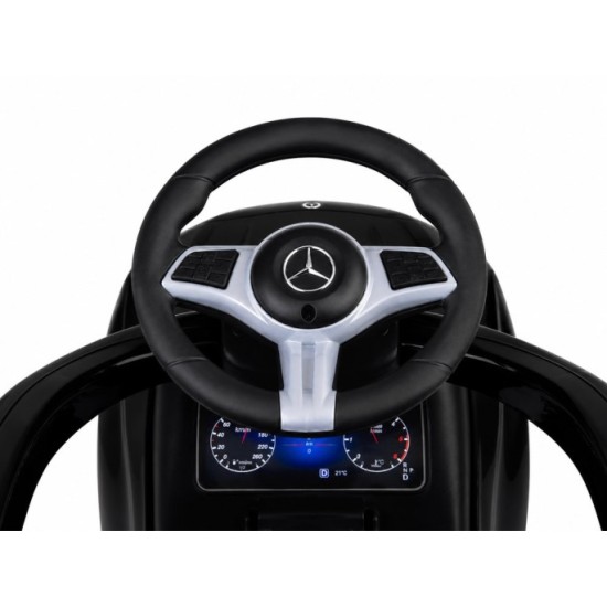 JOKO Detské odrážadlo Mercedes s vodiacou tyčou, svetlom a zvukom, čierne